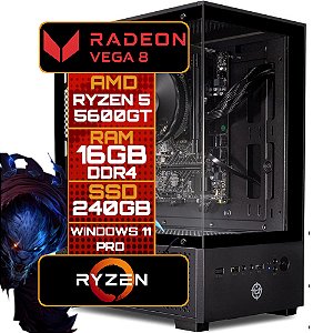 Computador Gamer Ryzen 3 3200G, 4-Core, RAM 16GB DDR4, SSD 240GB, B450M, 550W 80 Plus Bronze, Lateral Vidro TGT-LGN-BK