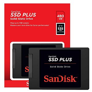 SSD Plus SanDisk 480GB SATA III 2,5" 7mm, Leitura 535MB/s, Gravação 445MB/s, NAND TLC, Controlador SMI - SDSSDA-480G-G26
