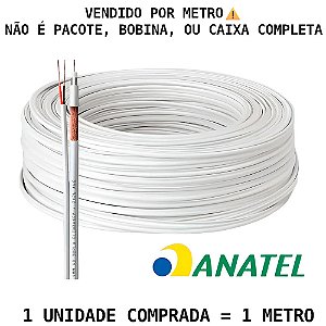 Metro de Cabo Coaxial Bipolar 4mm com Dupla Blindagem, UDI Cabos, Para uso Exterior, Anti-Chama - Branco