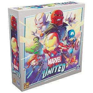 Jogo de Tabuleiro Marvel United Galápagos 144 Cartas Poker 63x88mm, 7 Heróis, 3 Vilões, 1-4 Jogadores, 30-60min