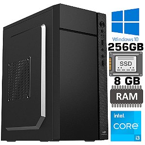 Computador Core i3-2120, Memória RAM 8GB, SSD 256GB, GT-H61 Com Slot M2, Rede Gigabit, MT-32BK, Windows 10