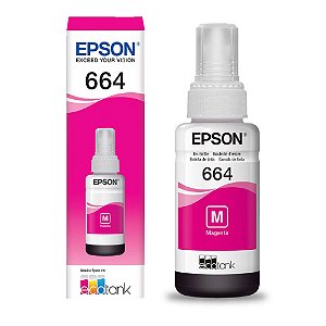 Refil de Tinta Epson 664 Magenta 70Ml T664320 Rende até 4.000 Páginas, Para L110/L120/L210/L220/L300 (Caixa)