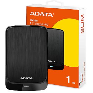 HD Externo Portátil ADATA HV320 1TB, USB 3.2, Gen1, 5400RPM 2.5" 125mm x 80mm x 11.5mm, Preto