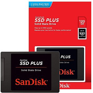 SSD SanDisk Plus 120GB SATA III 6Gb/s 2.5", Leitura 530MB/s, Gravação 400MB/s, MLC NAND SLC Cache