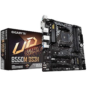 Placa Mãe Gigabyte B550M DS3H (rev. 1.0/1.1/1.2/1.3) AMD AM4, mATX, 4x DDR4 128GB, 2xM.2 NVMe, PCIe 4.0, HDMI, DVI