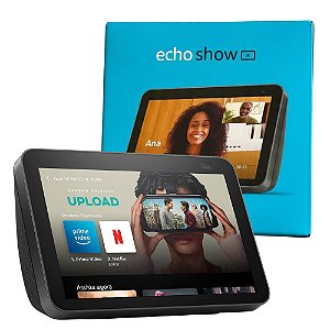 Echo Show 8 (2ª Geração) Amazon Smart Display HD 8", Câmera 13MP, Alexa Integrada, Touchscreen, Wi-Fi e Bluetooth, Preto