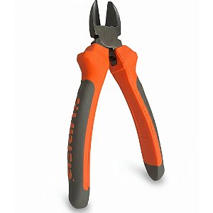 Alicate de Corte Diagonal, Polido, 8 Polegadas, Cabo Emborrachado, Laranja