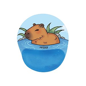 Mouse Pad Ergonômico 24 x 20,6cm, Reliza Comfort Fun, Apoio para Pulso e Base Antiderrapante - Estampa Capivara