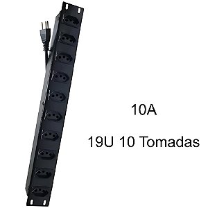 Régua Para Rack 19 de 10 Posições, 10 Amperes, Para Rack Servidor - MAX ELETRON