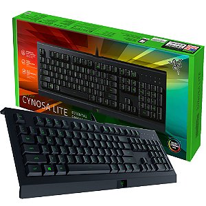 Teclado Gamer Razer Cynosa Lite RGB, Membrana, USB, Razer Chroma, Layout US ANSI, Preto, Resistente a Respingos, Preto