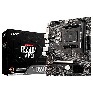 Placa Mãe MSI B550M-A PRO AMD AM4 mATX DDR4 Chipset B550 Gigabit LAN, M.2 PCIe 4.0 SATA 6Gb/s, HDMI 2.1, DVI-D, USB 3.2