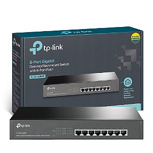 Switch TP-Link TL-SG1008MP Gigabit 8 Portas RJ45 10/100/1000Mbps PoE+ 802.3af/at, 126W (30W/porta), Desktop/Rack