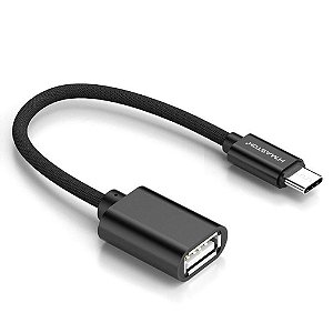 Adaptador OTG USB 3.0 e 2.0 (Fêmea) Para V8 (Macho) Carga e Dados, Victory - Preto