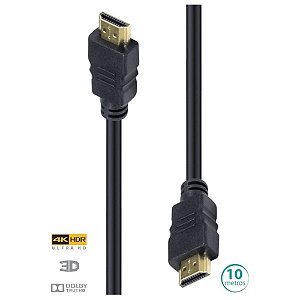 Cabo HDMI 10 Metros 2.0 4K 3D H20-10 Vinik Preto