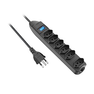 Protetor de Linha Elgin 6 Entradas 10A 2P + T, 110V/220V, Cabo 1,5 Metro, Preto (46RFL3060000)