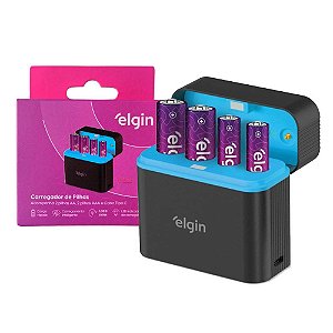 Carregador De Pilhas Box Elgin C/4 Pilhas Recarregáveis 2AA + 2AAA (46RSCUSBCX04)