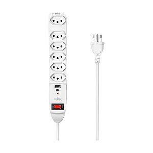 Filtro de Linha Elgin 6 Tomadas + USB-A e USB-C, Cabo 1.5m, 46RFL3060USB, Branco