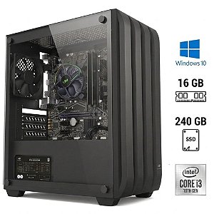 Computador Core i3-10100, Ram DDR4 16 GB, SSD 240 GB, Placa de Video GTX 1050  4 GB,Gabinete Gamer MT-G100BK, Windows 10