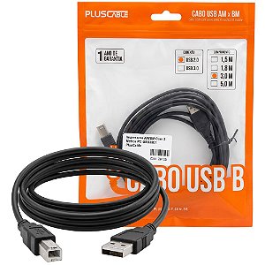 Cabo USB 2.0 para impressora AM/BM Com 3 Metros PC-USB3001 PlusCable
