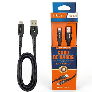 Cabo De Dados e Carregamento Turbo Para iPhone, USB Para Lightning 3.4A Saída, 1 Metro, Inova Prime