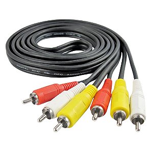 Cabo RCA Áudio e Vídeo AV para TV, DVD, Receptor e Equipamentos Compatíveis