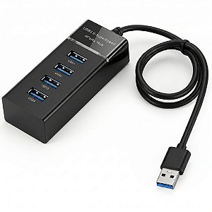 Cabo Extensor Hub Lukton USB 3.0 SuperSpeed 30Cm , 4 Portas Hub, Suporta Até 500GB - Preto
