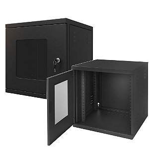 Rack Para Servidor Padrão 19" 10U x 470mm, com Visor de Acrílico, Solda Parede - Max Eletron