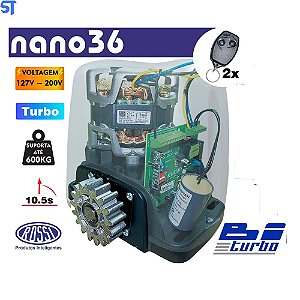 Motor de Portão Rossi DZ Nano 36 BiTurbo 600Kg 1/4 Deslizante Automático Com Abertura Rápida 2 Controles