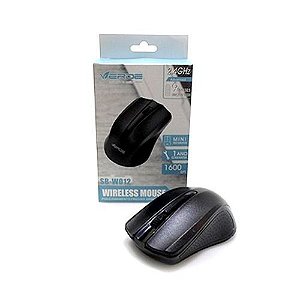Mouse Sem Fio Verde 1600 Dpi 2,4ghz -SB-W012 Preto