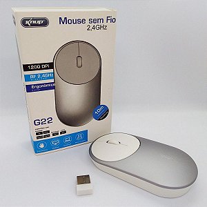 Mouse Sem Fio Knup G22 Alcance 10m 1200 Dpi 2,4ghz - Prata