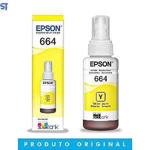 Refil de Tinta Epson 664 Amarelo T664420 AL Original - Rende até 6.500 Páginas Para Ecotank L110 / á L395 / L495