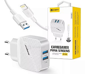 Carregador Celular  iPhone iPad 2 Saidas Usb + Cabo 3.1A Sumexr Sx-F7-i6