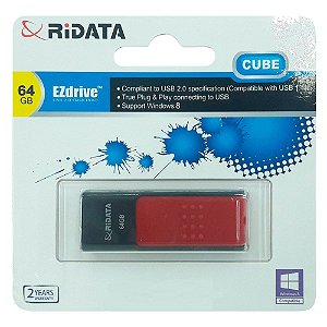 Pendrive Ridata EZdrive Cube 32GB USB 2.0 - Preto/Vermelho