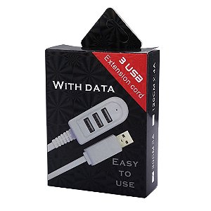 Extensão Usb 3 Portas 120cm 3A Barnco