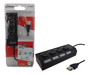 Hub Usb 2.0 Com 4 Portas Suporta 500gb XT-2066 Xtrad