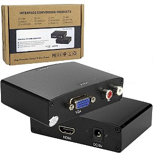 Interface Conversor Vga | Avi para Hdmi Com Fonte | Hwh-2058