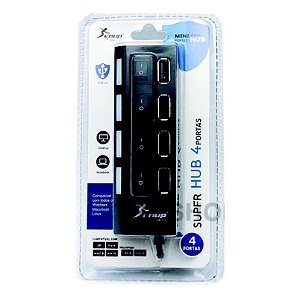 Hub Usb 2.0 Com 4 Portas Suporta 500gb -Knup- Hb-T63