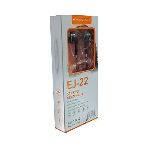 Fone De Ouvido Stereo H'maston Ej-22 Preto Com Prata