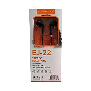 Fone De Ouvido Stereo H'maston Ej-22 Preto Com Dourado
