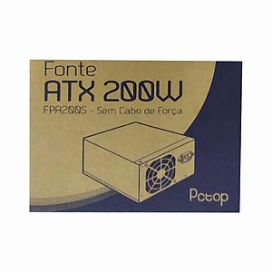 Fonte Atx Pctop 200w FPA200S Sem Cabo De Força Bivolt Chaveada 50-60Hz