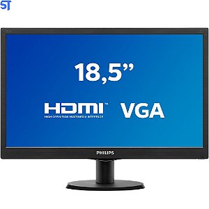 Monitor LED 18,5" Philips V Line  HDMI e Vga Widescreen 193V5LHSB2 Preto