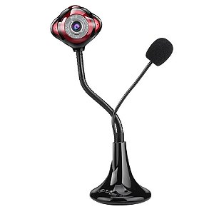 Webcam 480P Usb 2.0 Com Tripé Flexivel e Microfone Integrado Redonda