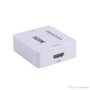 Mini Conversor Hd Video Converter VGA Fêmea Para HDMI Fêmea 1080p Branco SobralTec