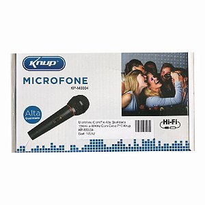 Microfone Com Fio Alta Qualidade 15KHz a 80KHz Com Cabo P10 Knup KP-M0004