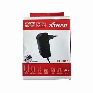 Fonte Bivolt Plug 5,5mm x 2,5mm 9V 3A 0,90 Metros 50 a 60Hz Xtrad XT-6010