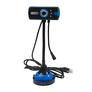 Webcam Pc Zoom Digital 3.85 Com Microfone Usb 2.0 Foco Manual Azul Quadrada