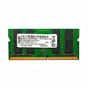 Memória Notebook DDR4 de 8GB Smart SF4641G8CKHIWDFSEG PC4-2133P-SE1-11
