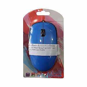 Mouse Óptico Usb Com Fio 1000 Dpi Plug And Play Desing Ergonomic Azul Hz-03-3118