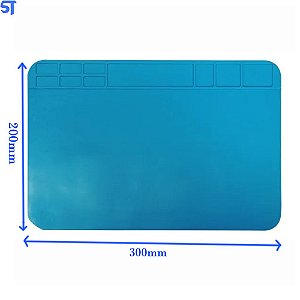 Manta Anti Estática Silicone Azul Com Porta Objetos 300X200mm Exbom KLTE-509