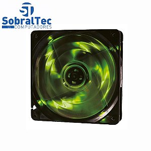 Cooler Fan 12Cm Com 4 Leds 12V 9 Lâminas 1000Rpm Verde Oex Game F10